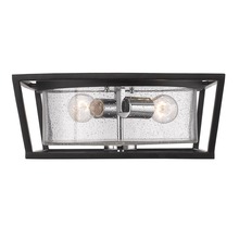  4309-FM BLK-SD - Mercer Flush Mount in Matte Black with Chrome accents and Seeded Glass